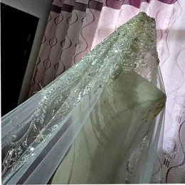 Bridal Veils Luminous Diamond Sequins Cathedral 3 Meters Wide Veil Wedding Accessories Real With Hair Comb Luxury 2023