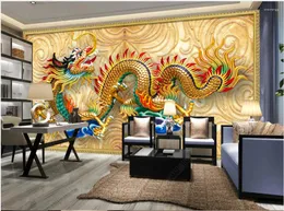 Wallpapers 3d Wallpaper For Walls Luxurious Golden Dragon Embossed Custom Mural Home Decor Po Sticker Bedroom On The Wall