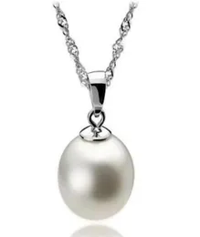 Högkvalitativ 925 Sterling Silver 12mm Pearl Pendant Necklace Choker med Chain Fashion Silver Jewelry Cheap Whole3188666