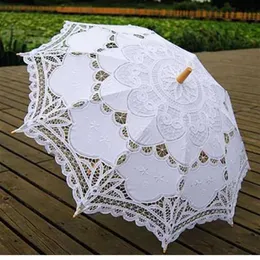 Spetsparasol paraplybröllop paraply elegant spets paraply bomull broderi elfenben battenburg h1015235m