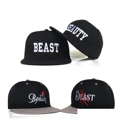 Beauty Beast Hiphop Cap Spring Summer Baseball Snapback Caps for Lover Hats Justerbar platt längs Sun Hat Casquette Drop Delivery DHSBZ