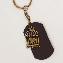 Keychains XY0106 Love Bird Cage Bag Pendant Bronze Key Chain