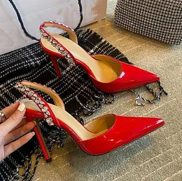 Lüks Ress Ayakkabı Kadın Stiletto Topuk Slingbacks Tasarımcı Shiny Rhinestone Dekalet Sandalet En İyi Kalite Noktalı Ayak Parçaları Sandal Ayakkabı 35-42 Kutu