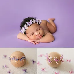 Hair Accessories born Pography Props Fairy Fluttering Butterfly Pearl Hair Headdress Sweet Headwear Baby Headbands 230919