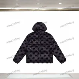 Xinxinbuy Men Designer Coat Down Jacket Dubbel bokstaven Jacquard Tyg Långärmad kvinnor Vit svartbrun M-2XL