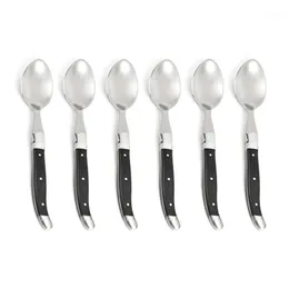 Spoons 8.6 Laguiole Style Dinner Spoon Solid Black Wood Handle Table Xmas Party Restaurant Tableware Kitchen Cutlery 2/4/6Pcs1 Drop De Dhau3