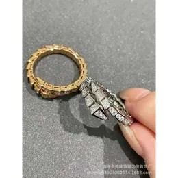 24SS 24ss High Edition Fashion Bulgaria Japanese Korean Snake Ring Snake Bone Ring Plated with 18k Rose Gold Elastic Snake Full Diamond Fashion Open Ring