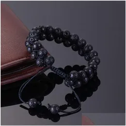 Chaîne 6mm 8mm diffuseur d'huile lave double couche bracelet réglable bracelets en pierre givrée femmes hommes bijoux de mode livraison directe Dhe9M