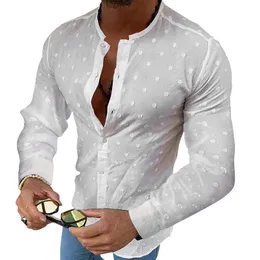 INCERUN Camicia di Colore Solido Degli Uomini Streetwear Jacquard Casual Manica Lunga Bello Sottile Camicetta Moda Camicie eleganti Da Uomo S-5XL 2020211q