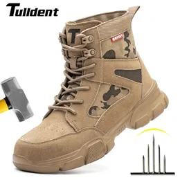 Boots Outdoor Men Work Boots Safety Shoes Anti-puncture Safety Boot Work Steel Toe Shoes Indestructible Desert Combat Boots Protective 230919