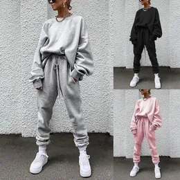 Mulheres Tracksuits Moda Oversized Mulheres Duas Peças Set Hoodie Set Mulheres Esporte Terno Moletom Outono Inverno Sportswear Running Sets 230919