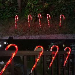 LED Strings Party Happy New Year 2024 Decor 5/10pc Solar Christmas Cane Lights Solar LED LED LED Outdoor Navidad Decortations for Home 2023 HKD230919