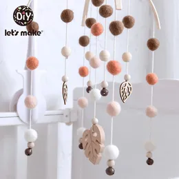 Mobiles# Let'S Make Baby Mobile Felt Balls Pom Wind Chimes Bell Toys For Kids Wool Soother Crib Hanging Rattle Nursery Decor Baby Toy 230919