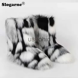 Boots Women's Winter Colourful Snow Boots Outdoor Luxury Furry Faux Fox Fur Boots Female Plush Warm Bottes Woman Fashion Fur Shoes J230919