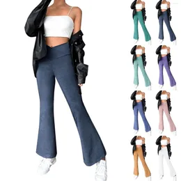 Calças ativas femininas yoga cintura alta flare leggings v bell bottoms bootcut sweatpants estiramento para mulher com bolsos