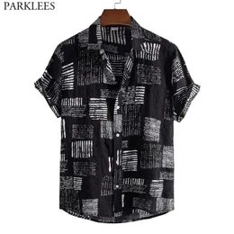 Funky Black Hawaiian Aloha Shirt For Men 2021 Summer Short Sleeve Casual Button Down Beach Shirts Mens Party Vacation Clothing Men2895