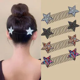 Akcesoria do włosów Shiney Crystal Star Niewidoczna złamana spinka do włosów Kobiety Tiara Narzędzia do bułki Krzywa grzywki igły stałe wkładki