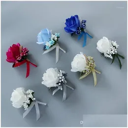 Branco vermelho homem cor para o noivo padrinho de seda rosa flor casamento terno boutonnieres acessórios pino broche decoração suprimentos1 gota de otmai