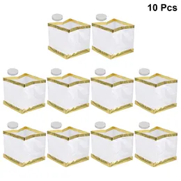 Candle Holders 10PCS Square Krathong Paper River Lotus Lamp Waterproof Blessing Wishing Bag For Praying Party Temple Fair (Golden)