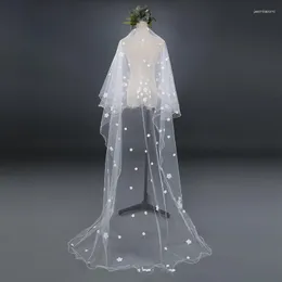 Bridal Veils Arrival One Layer Wedding With 3D Flowers Sexy Sluier Bruiloft Veil Without Comb Bride Accessories