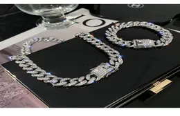 Hiphop Chain Cuban Link Bracetes Necklace for Men and Women Full Diamond Stone Silver Gold Jewelry1752506