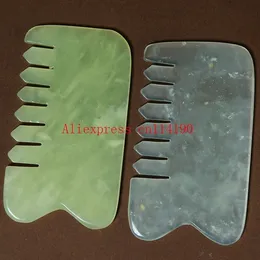 Hårborstar Natural Jade Stone Guasha Gua Sha Board Comb Form Massage Hand Massager Relaxation Comb Health Care Healthy Beauty Tool 230918