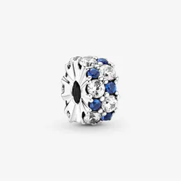 Nowy przylot 100% 925 Sterling Silver Clear Blue Sparkling Clip Charm Fit Fit European Branslet Bransoletę Modna Biżuteria Dostęp 248m