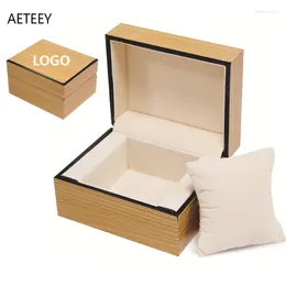 Watch Boxes Vintage Large Yellow Veneer Wood Grain MDF Storage Collection Box Two Or More Logos Can Customized Free Watches Organizer