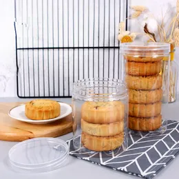Disposable Cups Straws 15pcs Creative Round Clear Plastic Seal Jar PET Cake Pastry Mousse Cup Cookies Biscuits Candy Snack Dessert Packaging