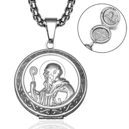 Ожерелья с подвесками, винтажная медаль Святого Сан-Бенито, золотая нержавеющая сталь, подвески в оправе Po для религиозных ювелирных изделий185N