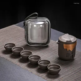 Наборы чайной посуды, дорожный чайный сервиз с фиолетовым песком, портативный набор чайников, уличные гайваньские чайные чашки для церемоний, чайная чашка, прекрасный подарок