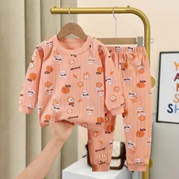 Giyim Setleri Sonbahar Pamuklu Erkekler ve Kızlar Uzun Kollu Set Çocuk Pijamaları Ev Kıyafetleri Toddler Kostüm Bebek Nightgown 230919