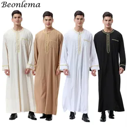 Beonlema o-hals arabiska abaya musulman homme dubai kaftan långa ärmar vuxna jubba tobe pakistan män kläder bönkläder232z