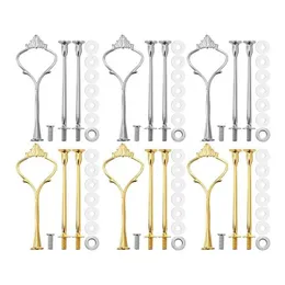 Baking Pastry Tools 6Pcs For 3 Tier Cake Stand Fittings Hardware Holder Resin Crafts Diy Making Cupcake Serving Decoration Drop Deli Otd7R