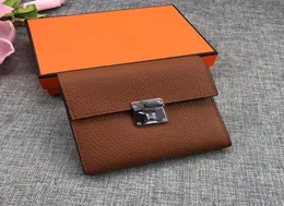 Top quality soft leather short wallet lady business card wallet designer fashion solid color square Wallet3957658
