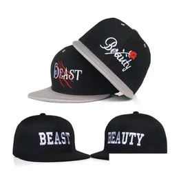 4 disegni berretto da baseball primavera estate bellezza bestia hiphop cappellini snapback piatto regolabile lungo cappello da sole amante casquette consegna goccia Dhvrf