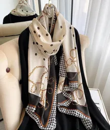 Scarves Polkadot Printed Silk Scarf Women039s Fashion Spring And Autumn Medium Long Travel Sunscreen Shawl3396071