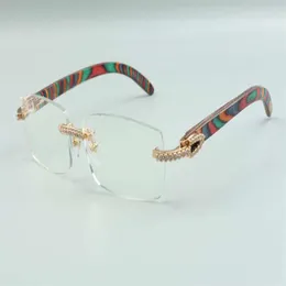 2021 new style high-end designers medium diamonds glasses 3524012 for men women natural peacock wooden glasses frame size 36-18-287D