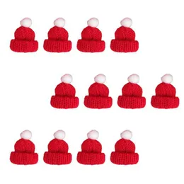 12 pçs crianças bonnet santa chapéu natal mini decoração criativa tecer ornamentos tecidos tricô lã diy natal criança chapéus 230920