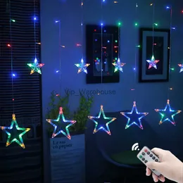 LEDストリングパーティー3.5m LEDクリスマススターガーランドカーテンライト220V屋外ストリングウェディングパーティーバーのための妖精のライト新年飾りHKD230919