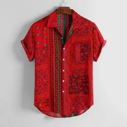 KANCOOLD Shirt Mens Vintage Ethnic Printed Turn Down Collar Short Sleeve Loose Casual Shirts Hip Hop Streetwear Male Camisa Jun1245A