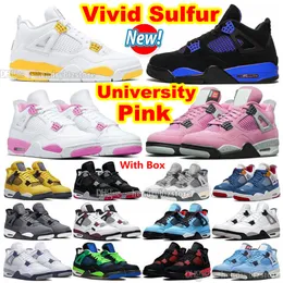 4S Vivid Sulfur 4 Blue Thunder Basketball Shoes Cacao Wow Frozen Moments Purple Red Cement White Sapphire Pine Sky University Pink Oreo