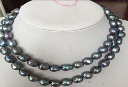 Charmant collier de perles noires et bleues naturelles des mers du sud, 1213mm, 17 pouces, 18 pouces, fermoir en or 14 carats, 4769665