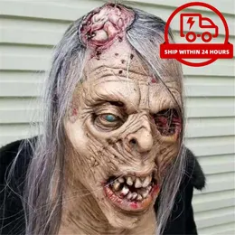 Party Masks Halloween Horror Latex Head Cover Zombie Mask Haunted House Dress Up Lämplig för påskpartier 230919