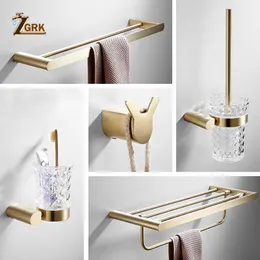 Bath Accessory Set Bathroom Hardware Set Brushed Gold Robe Hook Towel Bar Toilet Paper Holder Bath Accessories gold bathroom para 230919