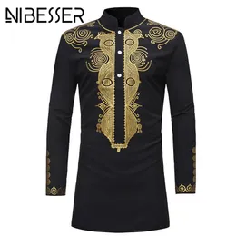 NIBESSER Camicia elegante Dashiki da uomo Abbigliamento africano estivo Camicia design moda uomo Camicia tradizionale africana stampata Hippie maschile2446