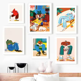 Pinturas customizáveis abstratas palmeiras florais crianças nórdicas posters e impressões pintura de arte de parede sala de estar imagem 230919