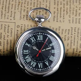 Pocket Watches Quartz Antique Open Face Roman Numbers FOB Delicate Pendant Necklace Gift for Women Men