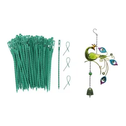 Other Garden Supplies 3D Rotating Wind Chimes Peacock Shape Metal Crafts With 200 Pcs Adjustable Plant Twist Ties Drop Delivery Home P Dh1Kf