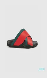 2022 designer g rubber slide sandal floral brocade men slipper Gear bottoms green blue Flip Flops women striped Beach causal slip8976955